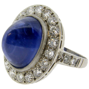 Antique Cabachon Sapphire and diamond ring